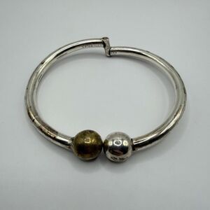 925 Sterling Silver Two Tone Double Ball Cape Cod Style Bracelet 8.5" 23.9g